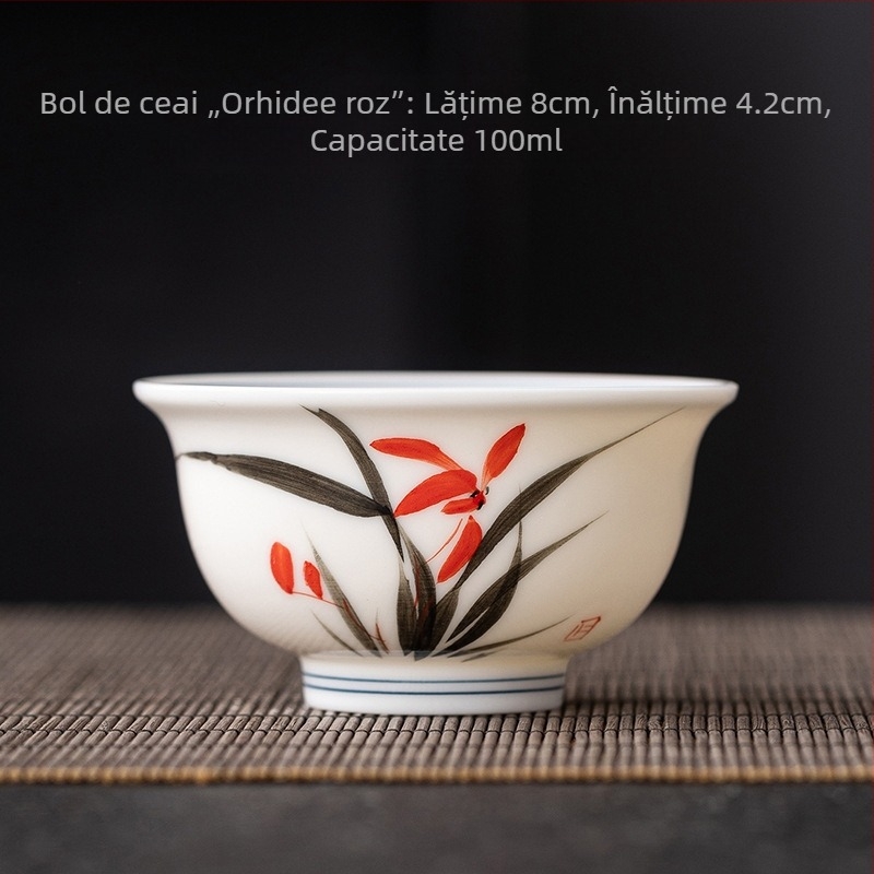 Ceșcuță ceramică pictată manual în nuanțe jade-alb, porțelan albastru-alb, set Gongfu pentru ceai, ceașcă din porțelan alb, uz casnic