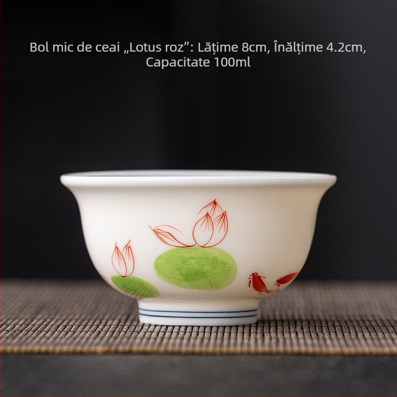 Ceșcuță ceramică pictată manual în nuanțe jade-alb, porțelan albastru-alb, set Gongfu pentru ceai, ceașcă din porțelan alb, uz casnic