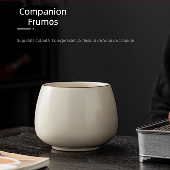 Accesorii ceramice pentru ceremonia de ceai Kung Fu — set simplu retro: vas de apă, vas de spălat ceai, rezervor de apă, găleată de ceai și vas pentru reziduuri