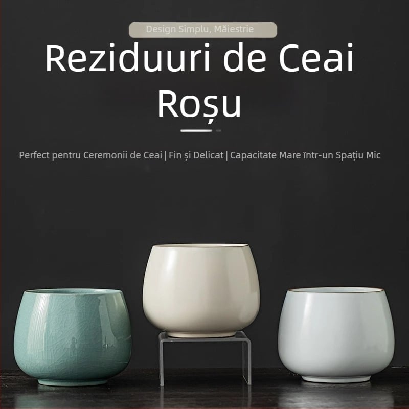 Accesorii ceramice pentru ceremonia de ceai Kung Fu — set simplu retro: vas de apă, vas de spălat ceai, rezervor de apă, găleată de ceai și vas pentru reziduuri