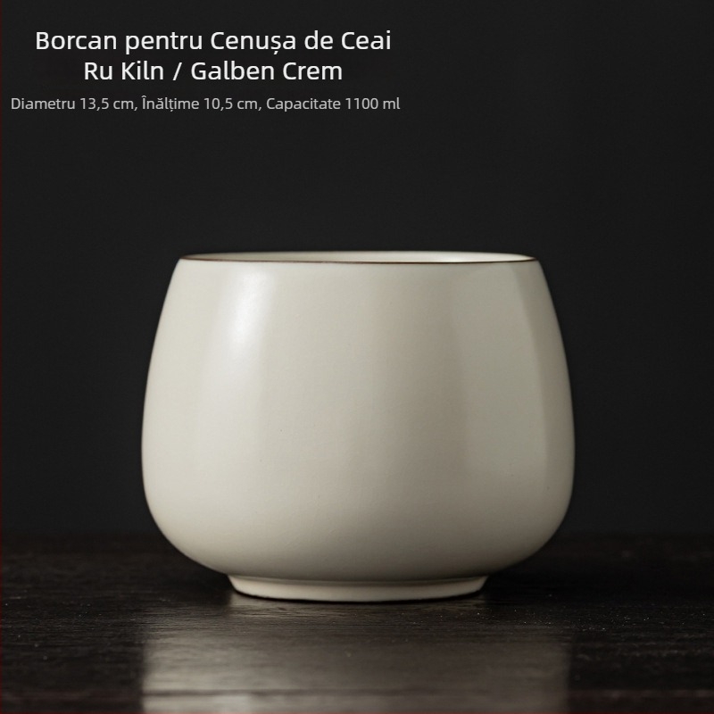 Accesorii ceramice pentru ceremonia de ceai Kung Fu — set simplu retro: vas de apă, vas de spălat ceai, rezervor de apă, găleată de ceai și vas pentru reziduuri