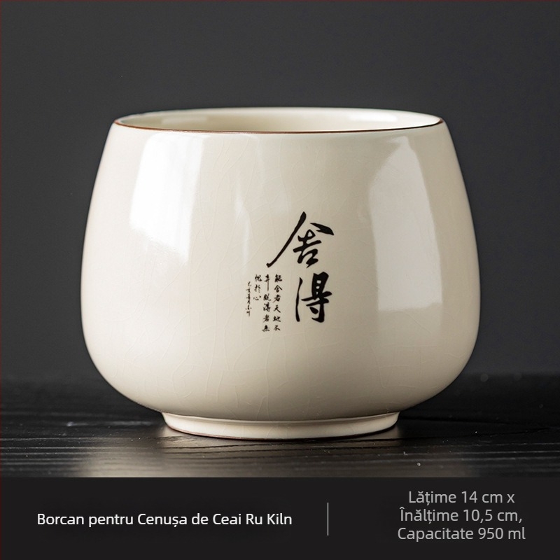 Accesorii ceramice pentru ceremonia de ceai Kung Fu — set simplu retro: vas de apă, vas de spălat ceai, rezervor de apă, găleată de ceai și vas pentru reziduuri