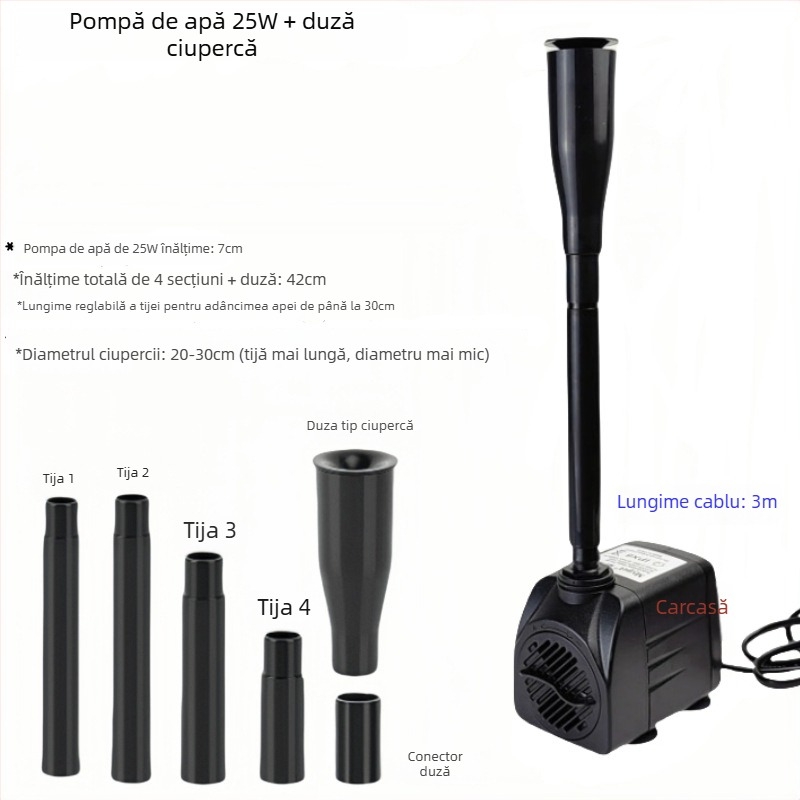 Spray de apă în formă de ciupercă pentru peisaj de rocă cu LED, potrivit pentru fântâni mici și acvarii, fântână decorativă pentru nunți