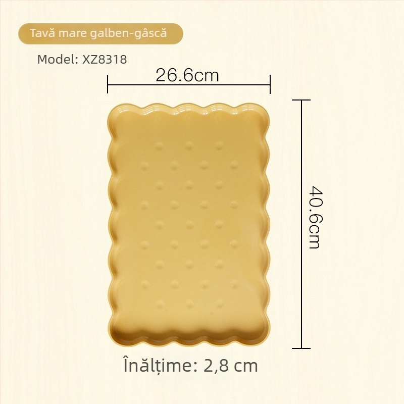 Tavă de ceai din melamină — tavă de servire dreptunghiulară și farfurie rotundă de depozitare pentru gustări și fructe, design minimalist pentru living