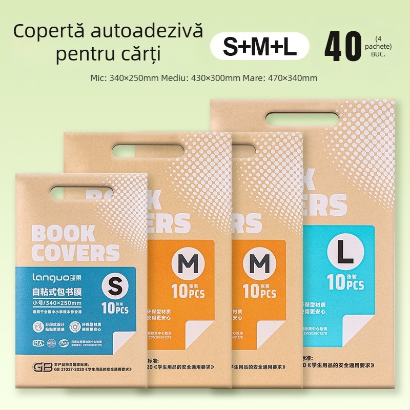 Blue Fruit husă de carte transparentă autoadezivă, segmentată, impermeabilă, pentru elevi din învățământul primar și gimnazial