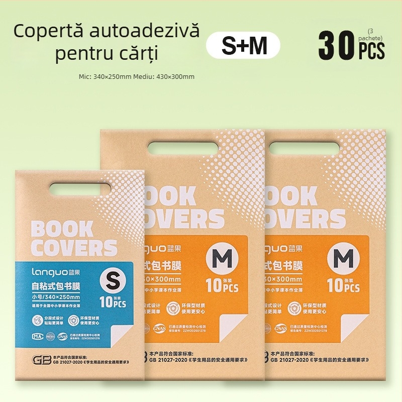 Blue Fruit husă de carte transparentă autoadezivă, segmentată, impermeabilă, pentru elevi din învățământul primar și gimnazial