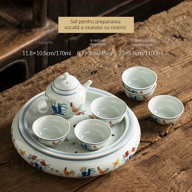 Tavă ceramică pentru ceai cu rezervor de apă, pentru infuzie uscată, set de ceai vintage, măsuță mică de ceai