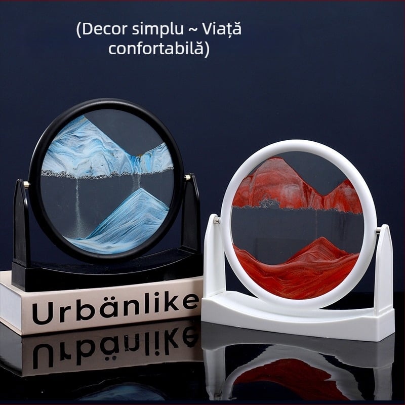 Tablou 3D din sticlă cu nisip lichid, ramă DIY pentru ceas de birou, cadou de ziua de naștere
