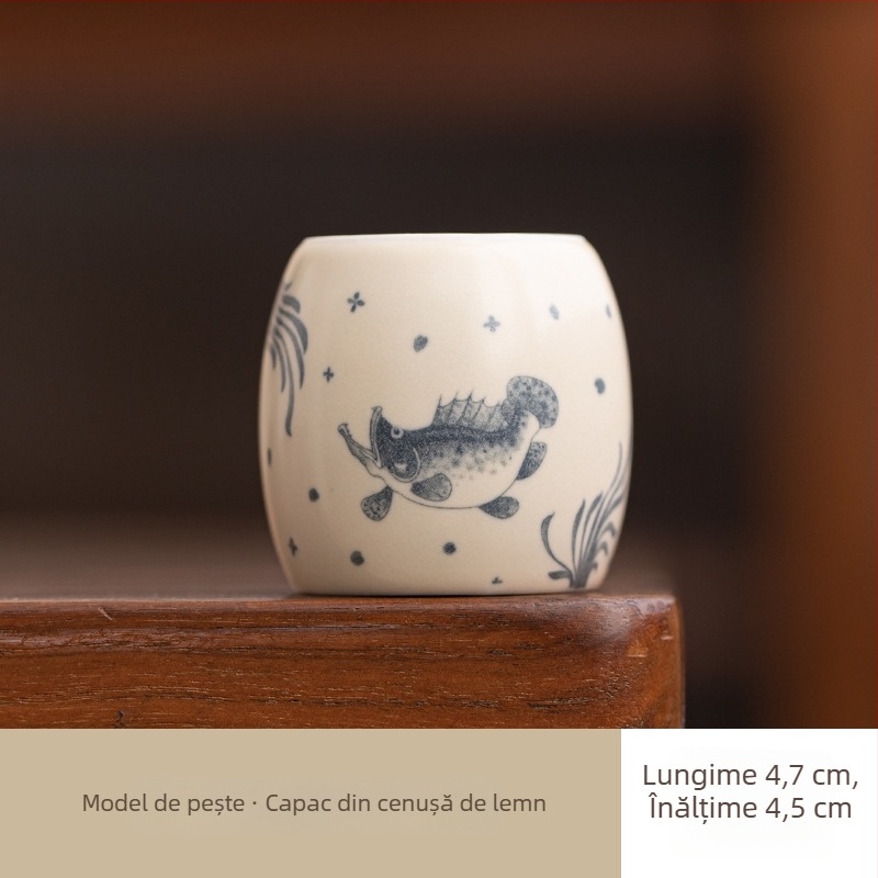 Suport ceramic pentru capacul ceainicului cu glazură din cenușă, suport pentru capac și decor pentru ceremonia ceaiului, lucrat manual