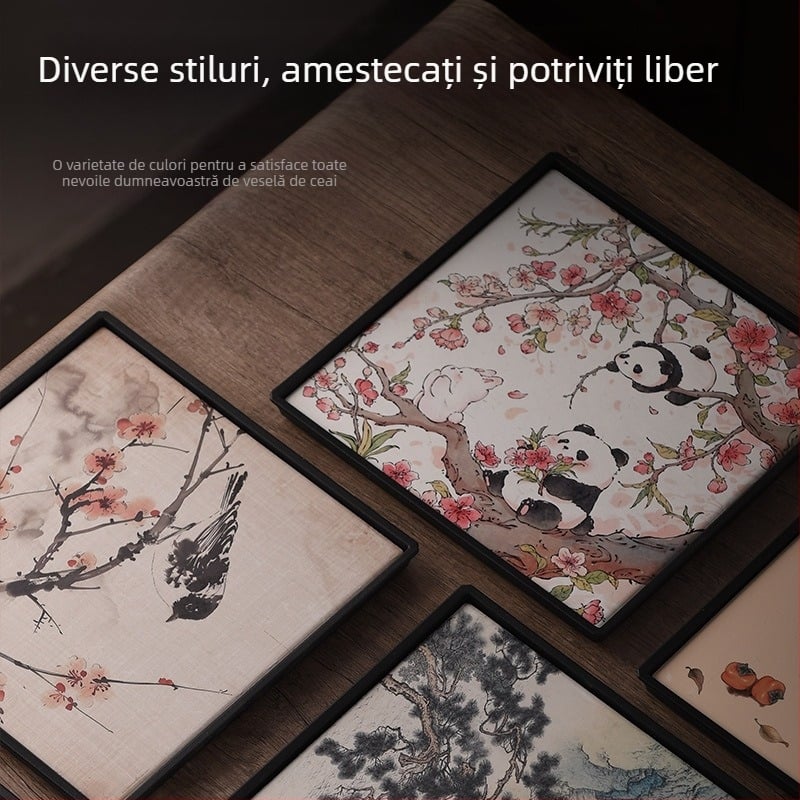 Tavă de ceai absorbant, set compact Kung Fu, stil chinezesc, model 2025, suport mini pentru ceainic pentru o singură persoană