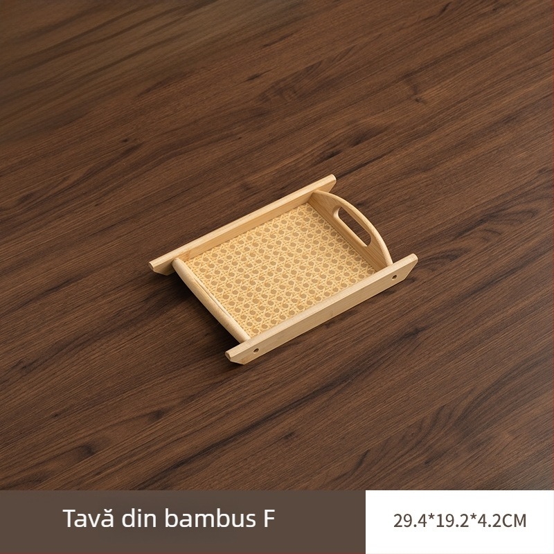 Tavă dreptunghiulară din bambus pentru uz casnic, tavă pentru pahare, tavă pentru tămâie, tavă pentru prăjituri, tavă pentru set de ceai, depozitare în living