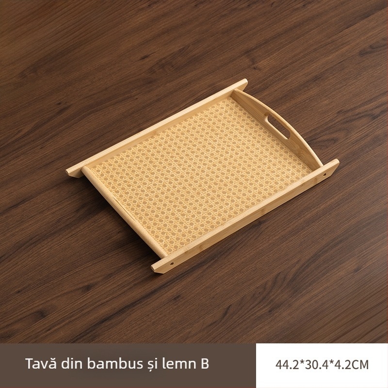 Tavă dreptunghiulară din bambus pentru uz casnic, tavă pentru pahare, tavă pentru tămâie, tavă pentru prăjituri, tavă pentru set de ceai, depozitare în living