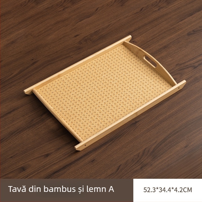 Tavă dreptunghiulară din bambus pentru uz casnic, tavă pentru pahare, tavă pentru tămâie, tavă pentru prăjituri, tavă pentru set de ceai, depozitare în living