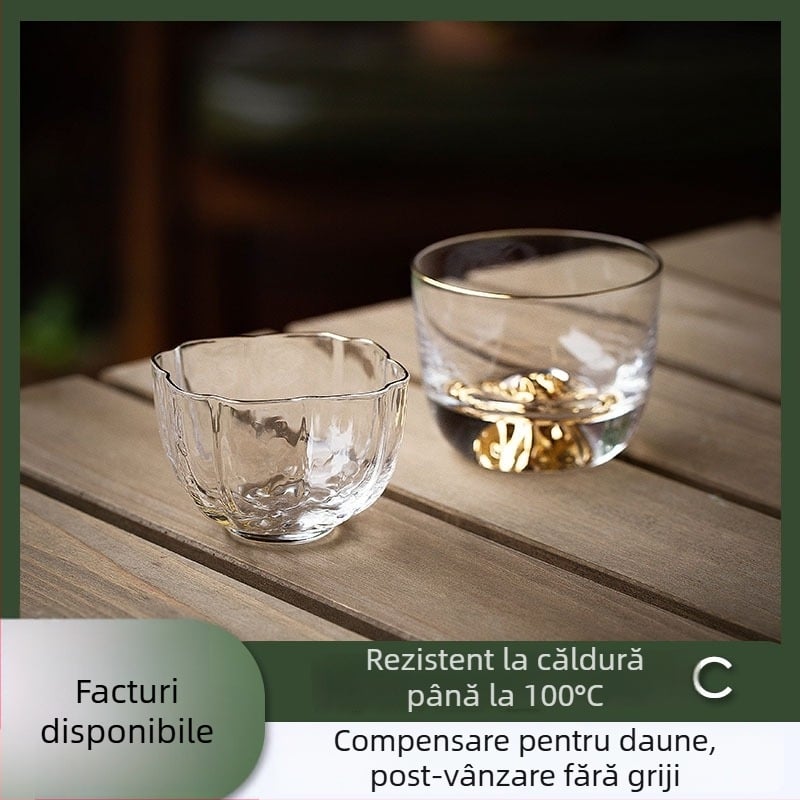 Ceașcă de ceai din cristal în stil japonez, cu aurire, pentru uz casnic — ceașcă Gongfu individuală