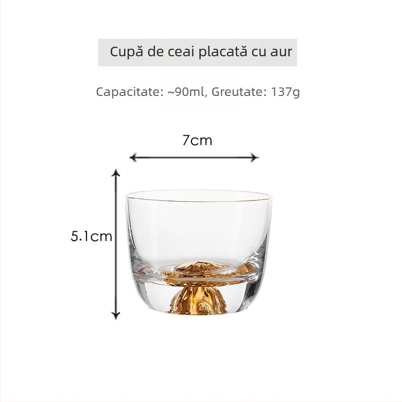 Ceașcă de ceai din cristal în stil japonez, cu aurire, pentru uz casnic — ceașcă Gongfu individuală