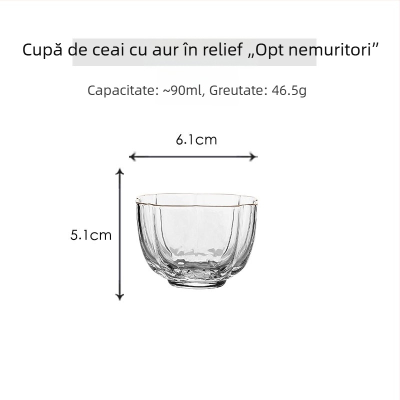 Ceașcă de ceai din cristal în stil japonez, cu aurire, pentru uz casnic — ceașcă Gongfu individuală