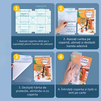 Hartie autoadezivă pentru copertă de carte transparentă, mată, format A4, pentru elevi – husă de protecție îngroșată, rezistentă la apă, fără tăiere