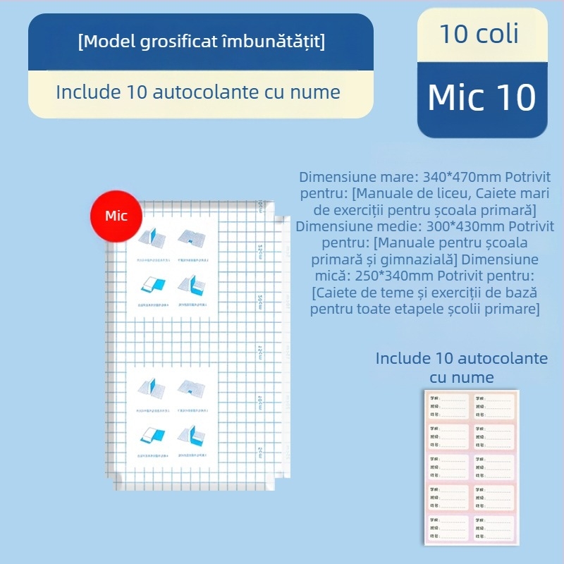 Hartie autoadezivă pentru copertă de carte transparentă, mată, format A4, pentru elevi – husă de protecție îngroșată, rezistentă la apă, fără tăiere