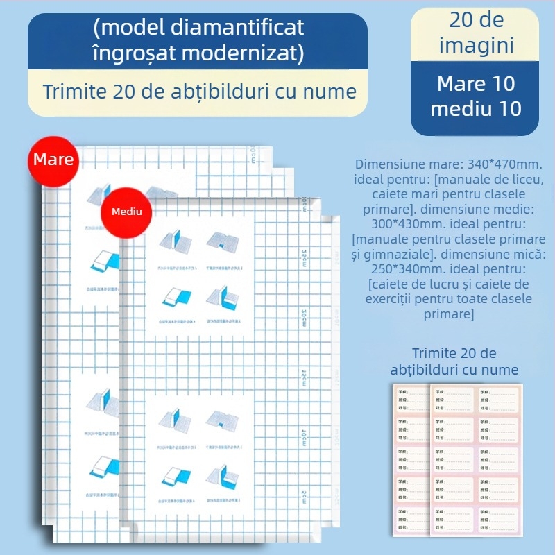 Hartie autoadezivă pentru copertă de carte transparentă, mată, format A4, pentru elevi – husă de protecție îngroșată, rezistentă la apă, fără tăiere