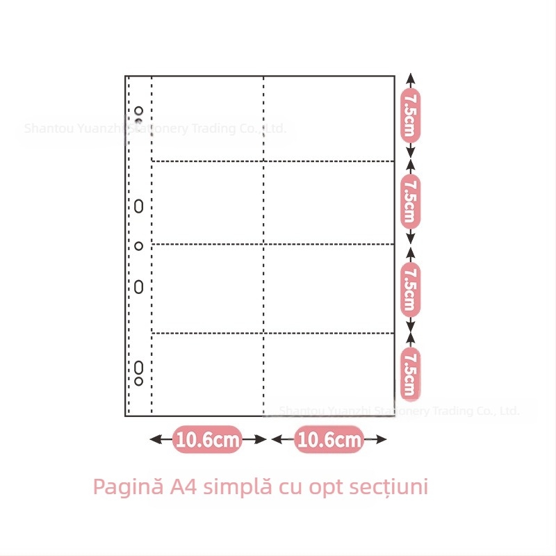 Album de carduri din piele A4 cu 9 buzunare, sistem cu foi detașabile, pentru suveniruri ale vedetelor, 50 de pagini, imprimare logo disponibil.
