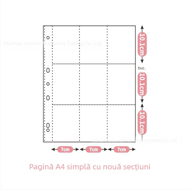 Album de carduri din piele A4 cu 9 buzunare, sistem cu foi detașabile, pentru suveniruri ale vedetelor, 50 de pagini, imprimare logo disponibil.