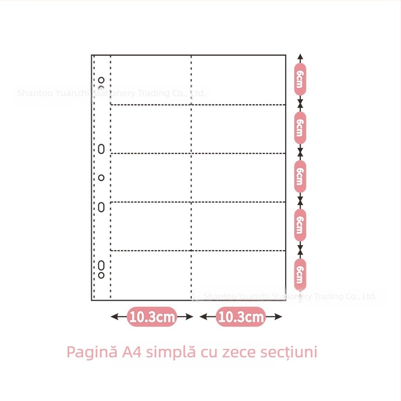 Album de carduri din piele A4 cu 9 buzunare, sistem cu foi detașabile, pentru suveniruri ale vedetelor, 50 de pagini, imprimare logo disponibil.
