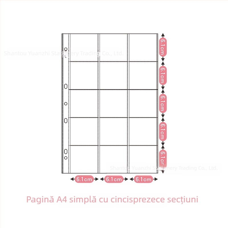 Album de carduri din piele A4 cu 9 buzunare, sistem cu foi detașabile, pentru suveniruri ale vedetelor, 50 de pagini, imprimare logo disponibil.