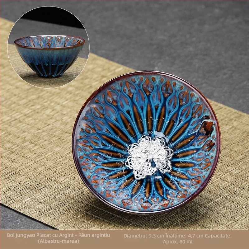 Set ceramic nou ars în cuptor: cești mari pentru gazdă și oaspete, cu inserții de aur și argint, formă neobișnuită, set creativ de ceai Kung Fu