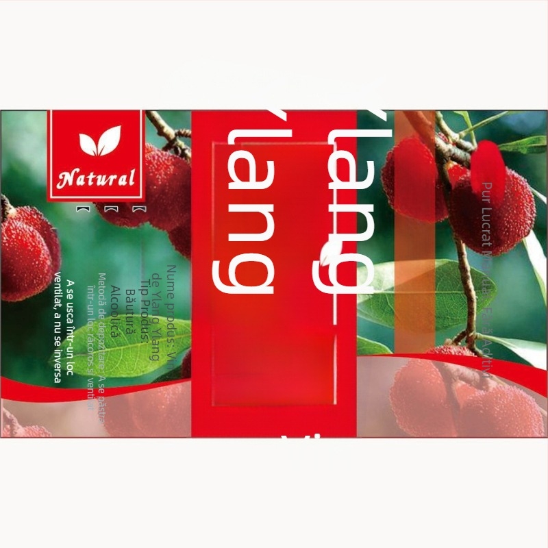 Etichetă autoadezivă Kraft pentru sticle de vin de fructe, pătrată, 9 × 5,5 cm, design Peach Blossom, Bayberry, Osmanthus, Mulberry, Lychee, Cherry, Dragon Fruit, Hawthorn, Green Plum, Blueberry, Rose și Renzijiu