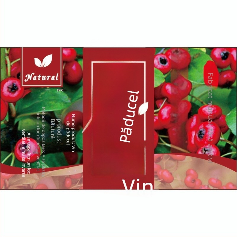 Etichetă autoadezivă Kraft pentru sticle de vin de fructe, pătrată, 9 × 5,5 cm, design Peach Blossom, Bayberry, Osmanthus, Mulberry, Lychee, Cherry, Dragon Fruit, Hawthorn, Green Plum, Blueberry, Rose și Renzijiu