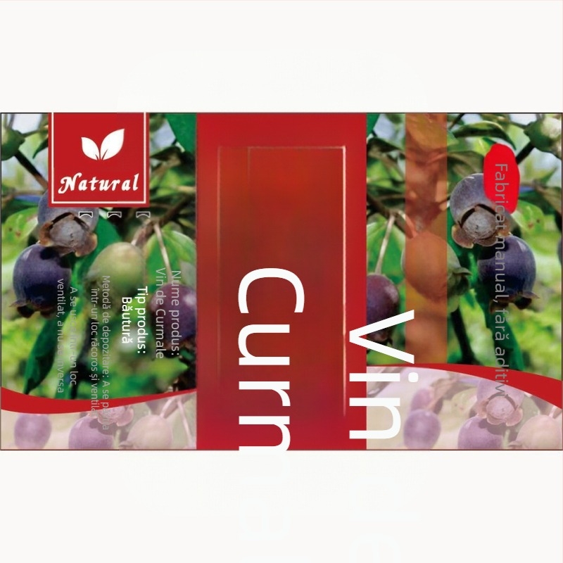 Etichetă autoadezivă Kraft pentru sticle de vin de fructe, pătrată, 9 × 5,5 cm, design Peach Blossom, Bayberry, Osmanthus, Mulberry, Lychee, Cherry, Dragon Fruit, Hawthorn, Green Plum, Blueberry, Rose și Renzijiu