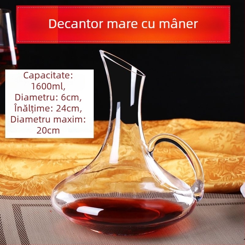 Decantor mic rapid din sticlă de cristal fără plumb, pentru vin roșu, stil european, decantor personalizat