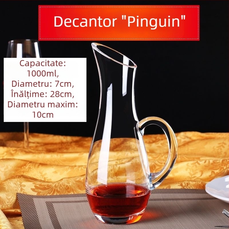 Decantor mic rapid din sticlă de cristal fără plumb, pentru vin roșu, stil european, decantor personalizat