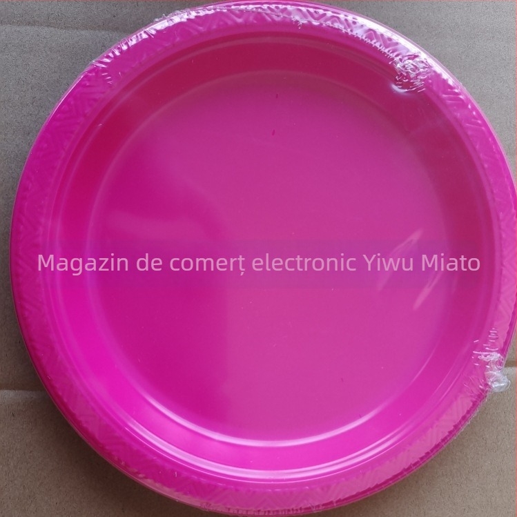 Farfurie plastic de unică folosință, 7 inch, roșie, rotundă, pentru fructe, salate, friptură, bucătărie occidentală