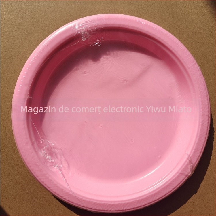 Farfurie plastic de unică folosință, 7 inch, roșie, rotundă, pentru fructe, salate, friptură, bucătărie occidentală