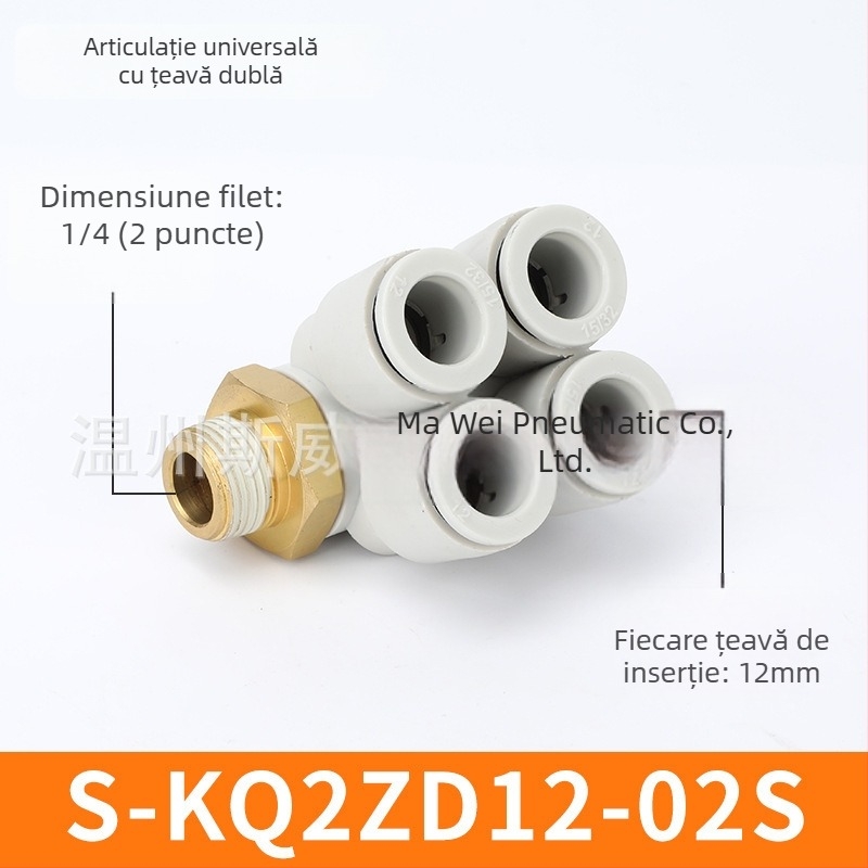 Sway cuplaj pneumatic KQ cu două capete, 2 grupuri, cuplă rotativă cu inserare rapidă KQ2ZD