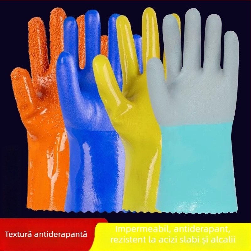 Mănuși din cauciuc, complet impregnate, groase, cu finisaj mat antiderapant, impermeabile, rezistente la uzură și la ulei, pentru prelucrarea alimentelor, rezistente la substanțe chimice.
