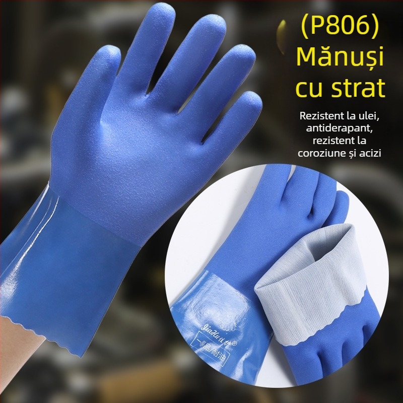 Mănuși din cauciuc, complet impregnate, groase, cu finisaj mat antiderapant, impermeabile, rezistente la uzură și la ulei, pentru prelucrarea alimentelor, rezistente la substanțe chimice.