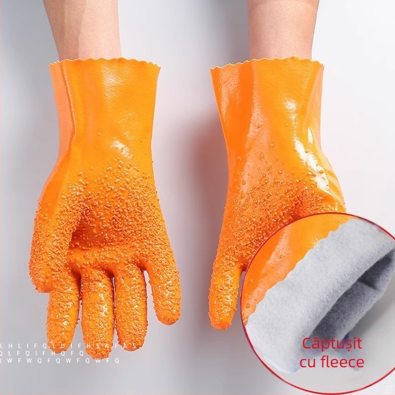 Mănuși din cauciuc, complet impregnate, groase, cu finisaj mat antiderapant, impermeabile, rezistente la uzură și la ulei, pentru prelucrarea alimentelor, rezistente la substanțe chimice.