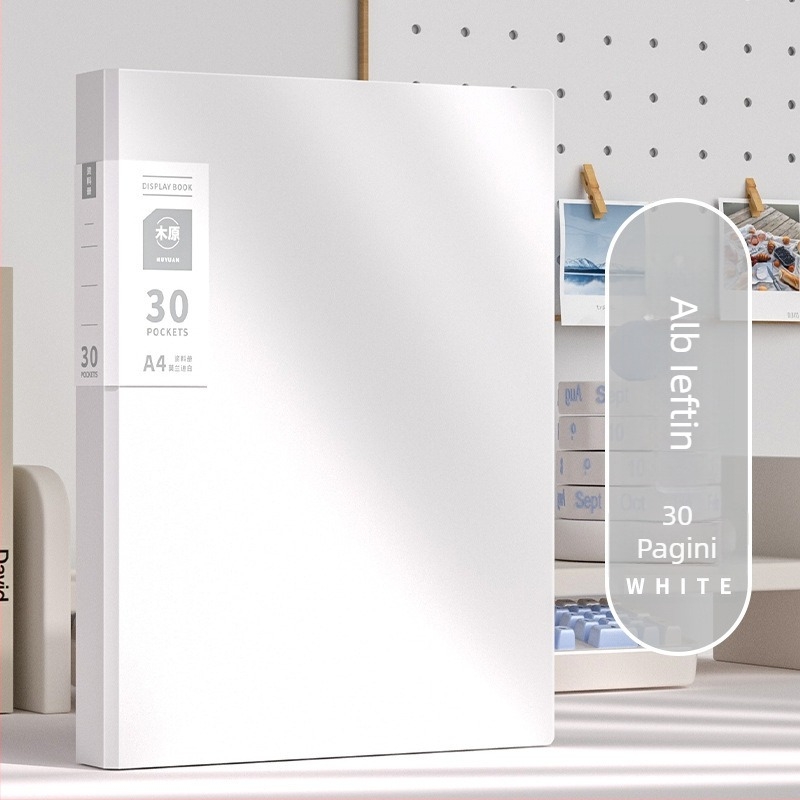 Dosar A4 transparent pentru elevi — organizator de certificate și fișe de teste, 60 de pagini, material PP