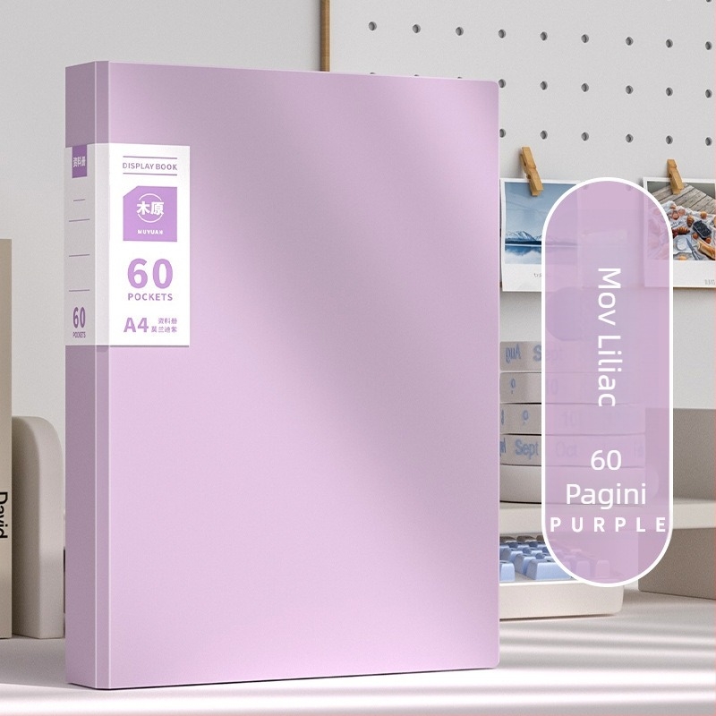 Dosar A4 transparent pentru elevi — organizator de certificate și fișe de teste, 60 de pagini, material PP