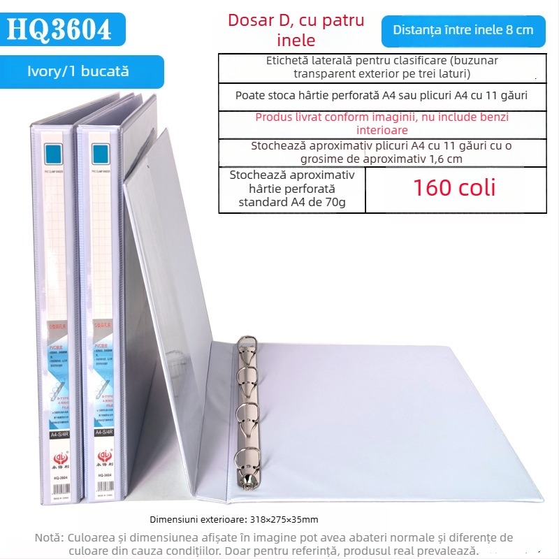 Ever Gain dosar A4 cu inserții PVC pe trei laturi și copertă