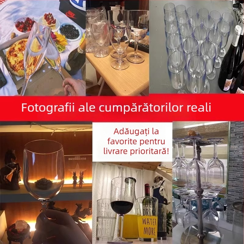 Pahar transparent acrilic pentru șampanie și cocktail, plastic, 200–300 ml