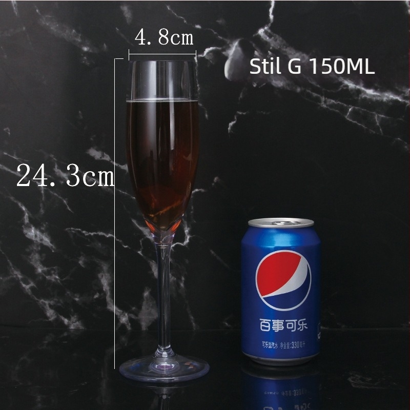 Pahar transparent acrilic pentru șampanie și cocktail, plastic, 200–300 ml