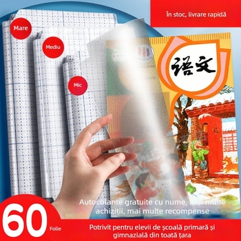 Copertă de carte transparentă autoadezivă, mată, fără tăiere, rezistentă la apă, set complet pentru manuale, dimensiuni 22K, 25K, A5, A4, 16K