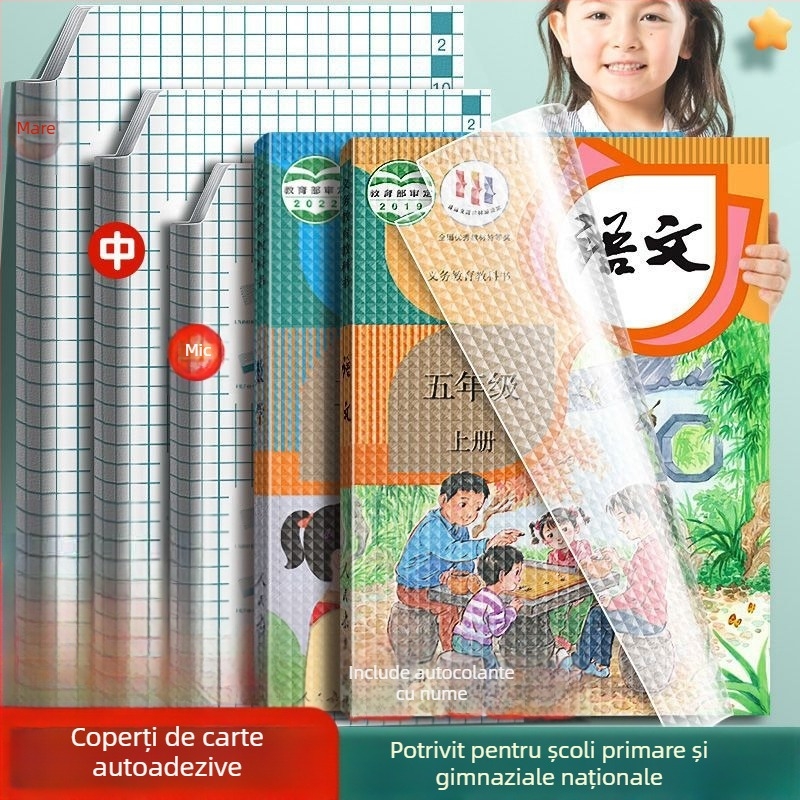 Copertă de carte transparentă autoadezivă, mată, fără tăiere, rezistentă la apă, set complet pentru manuale, dimensiuni 22K, 25K, A5, A4, 16K