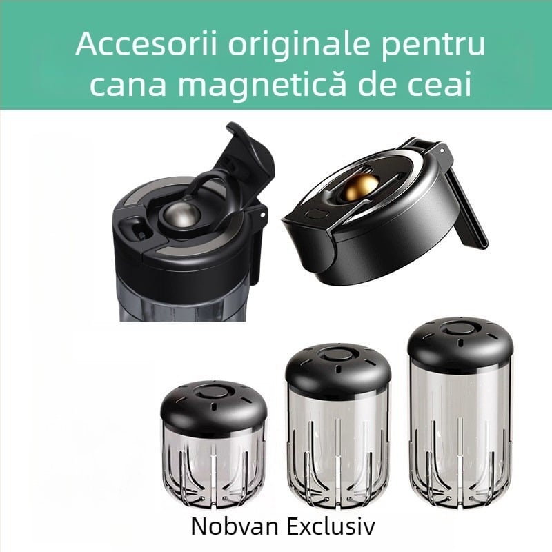 Nobvan ceașcă magnetică: compartiment magnetic pentru ceai, capac și corpul ceștii