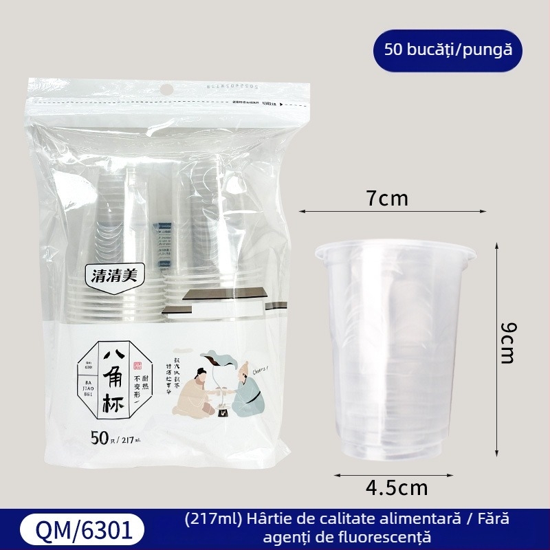 Pahar de hârtie de unică folosință, gros pentru băuturi calde, capacitate 248 ml, set de 50 buc.