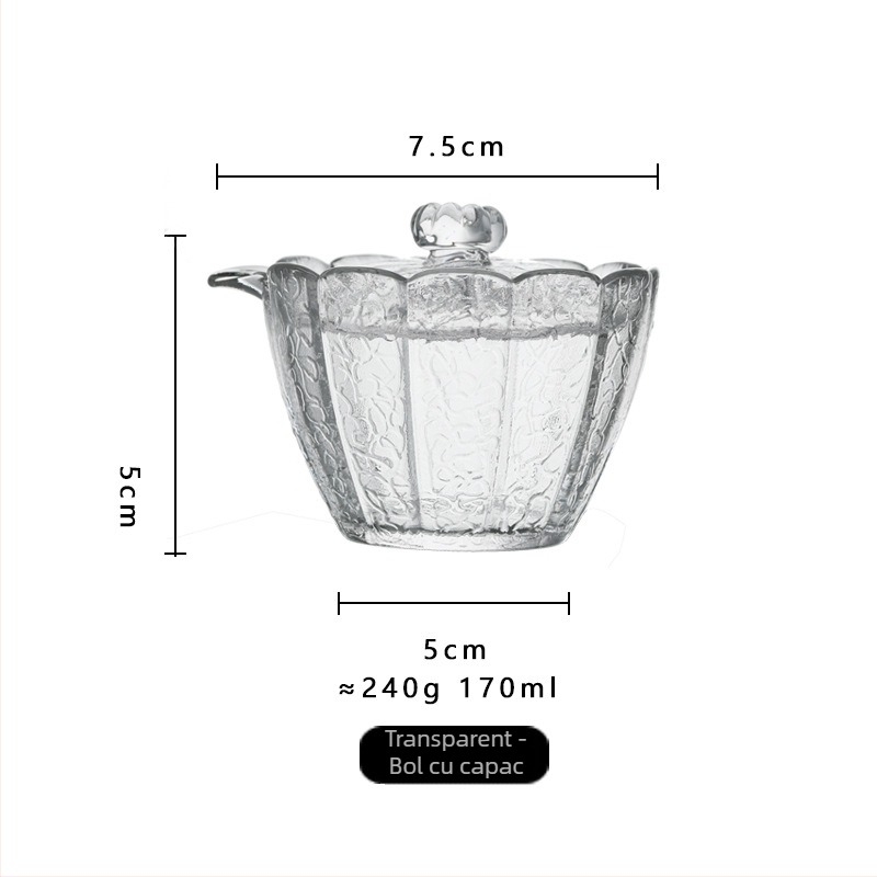 Ceșuțe de ceai din sticlă rezistentă la temperaturi înalte, cu capac, set de ceai pentru uz casnic, mic, design modern minimalist, anti-arzire, pentru 3–5 persoane