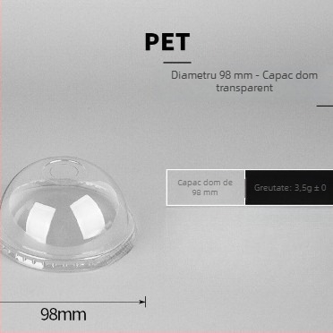 Pahar de cafea, de unică folosință, transparent, pentru băuturi reci și ceai cu lapte, diametrul 98 mm, capacitate 500 ml